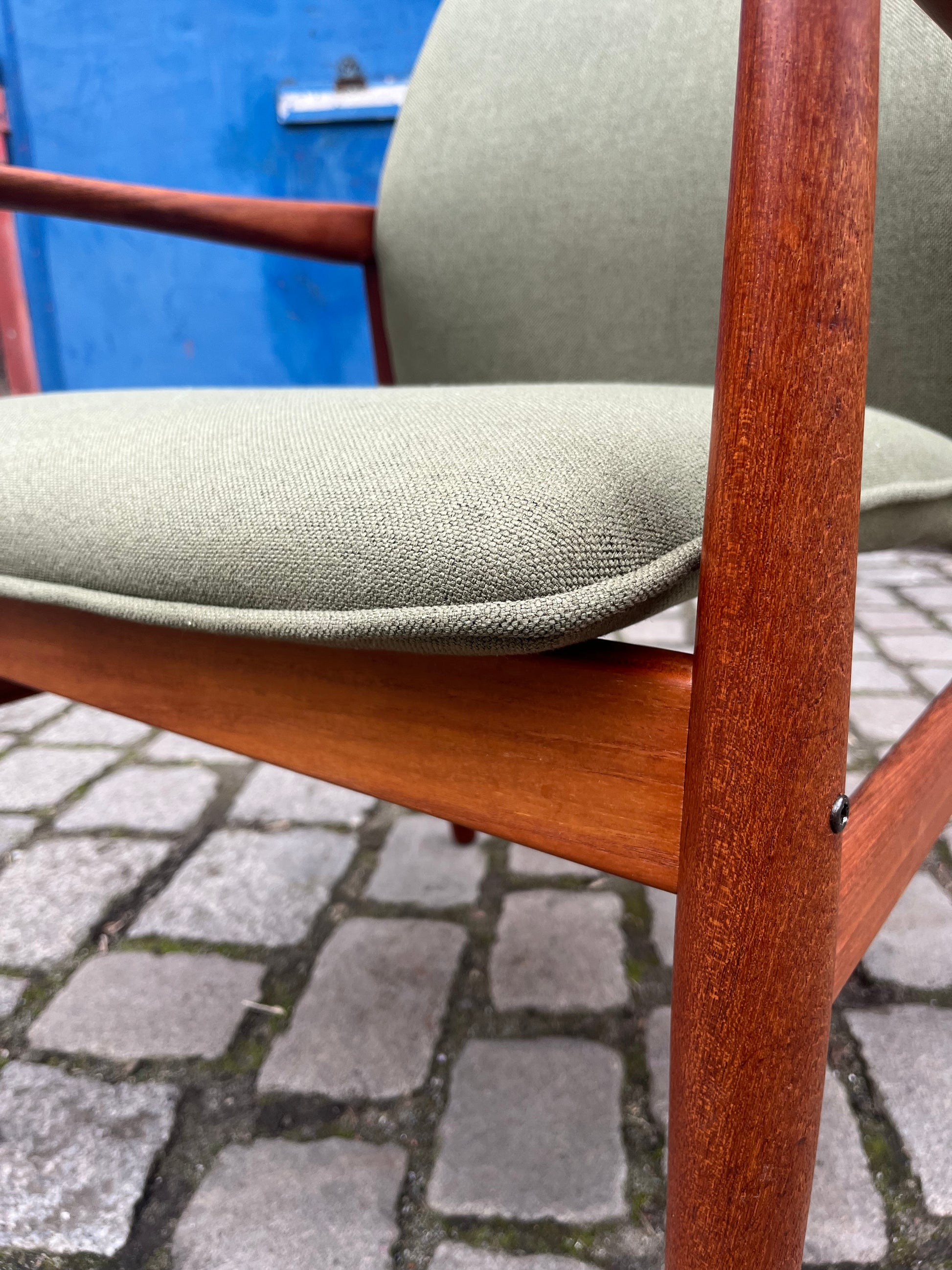 Sessel neu gepolstert grün Teak von Grete Jalk für Glostrup Møbelfabrik