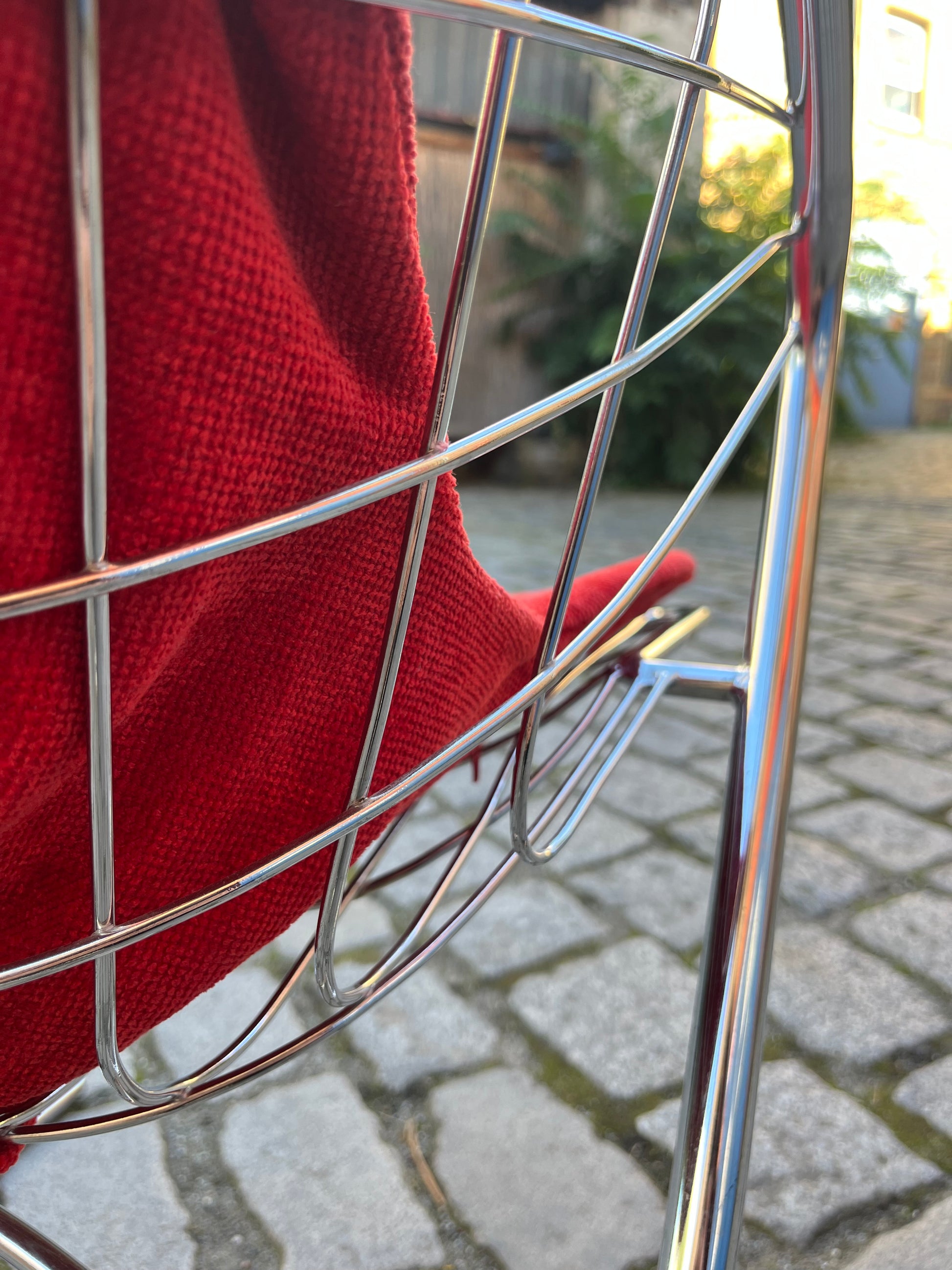 Freischwinger Chrom mit Samtkissen von Gastone Rinaldi