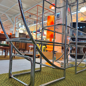 Rundes Regal / Raumteiler Chrom & Glas - Designklassiker