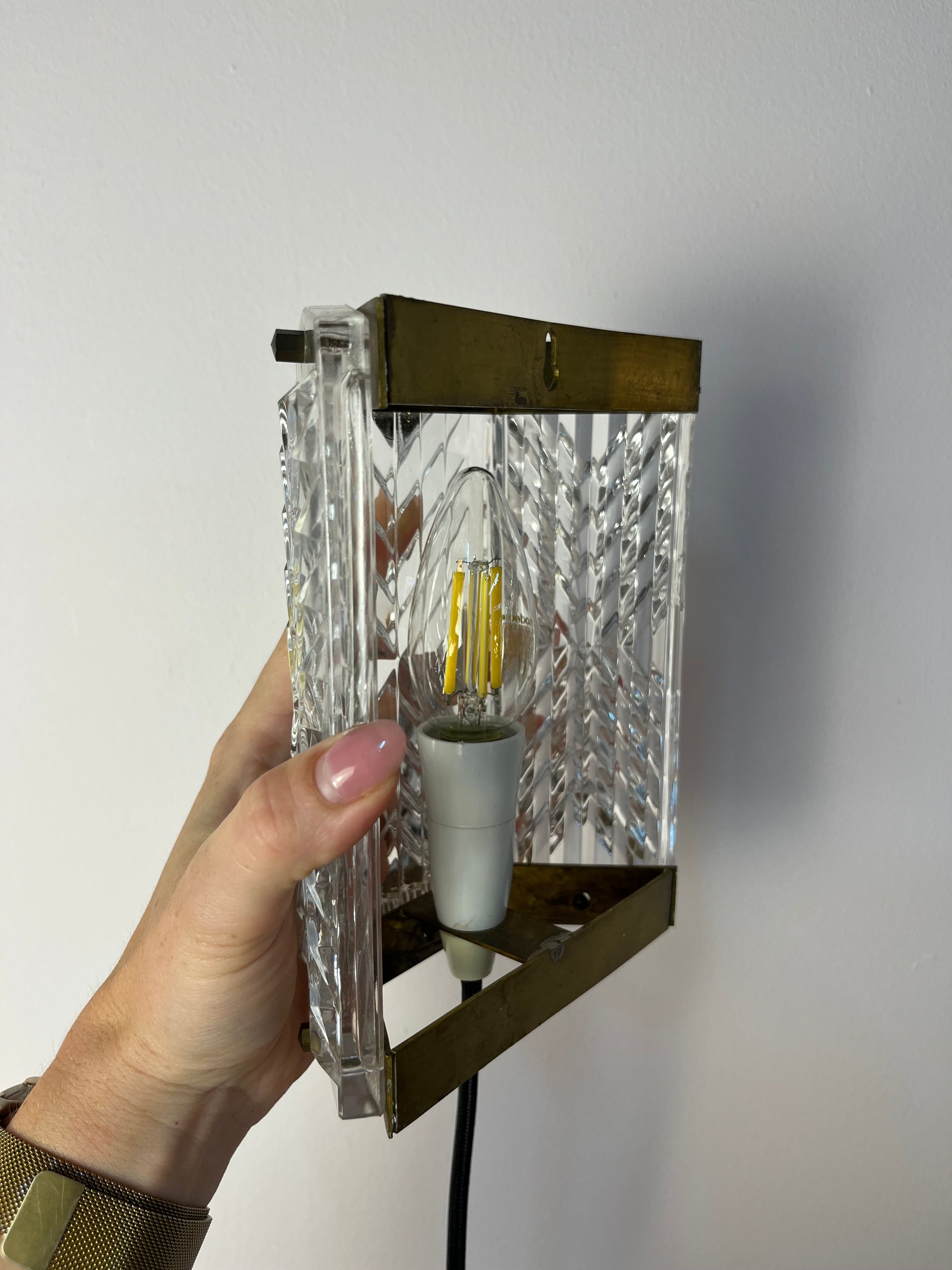 Wandlampe Messing & Glas von Wiktor Berndt für Flygsfors