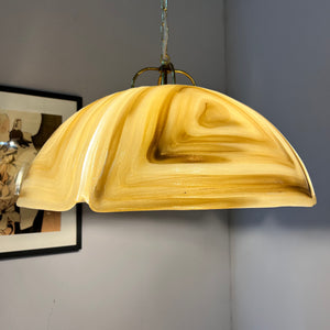 Hängelampe braun Glas Chrom handgearbeitet von Cristallux