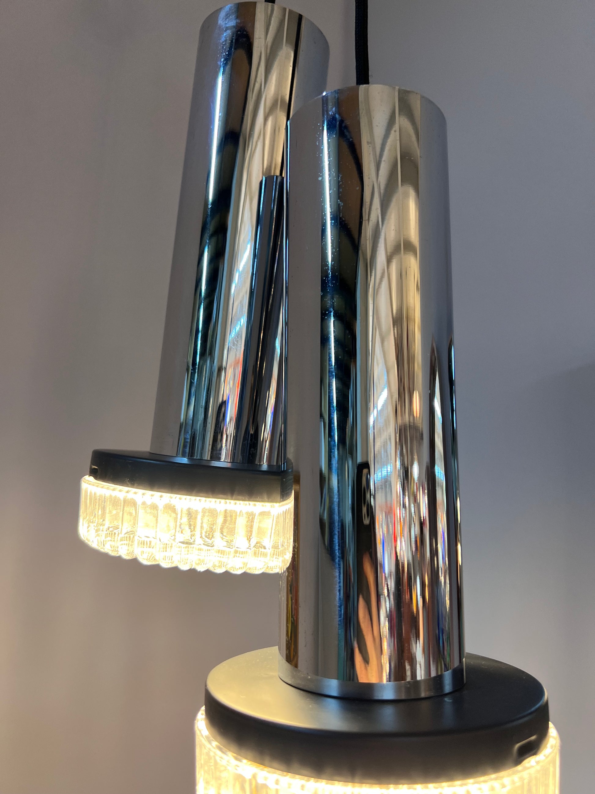 Hängelampe Chrom & Eisglas von Kaiser Leuchten
