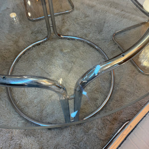Runder Esstisch Chrom & Glas aus Italien