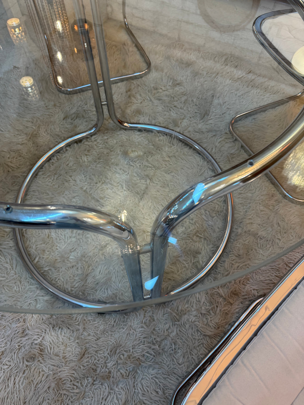 Runder Esstisch Chrom & Glas aus Italien