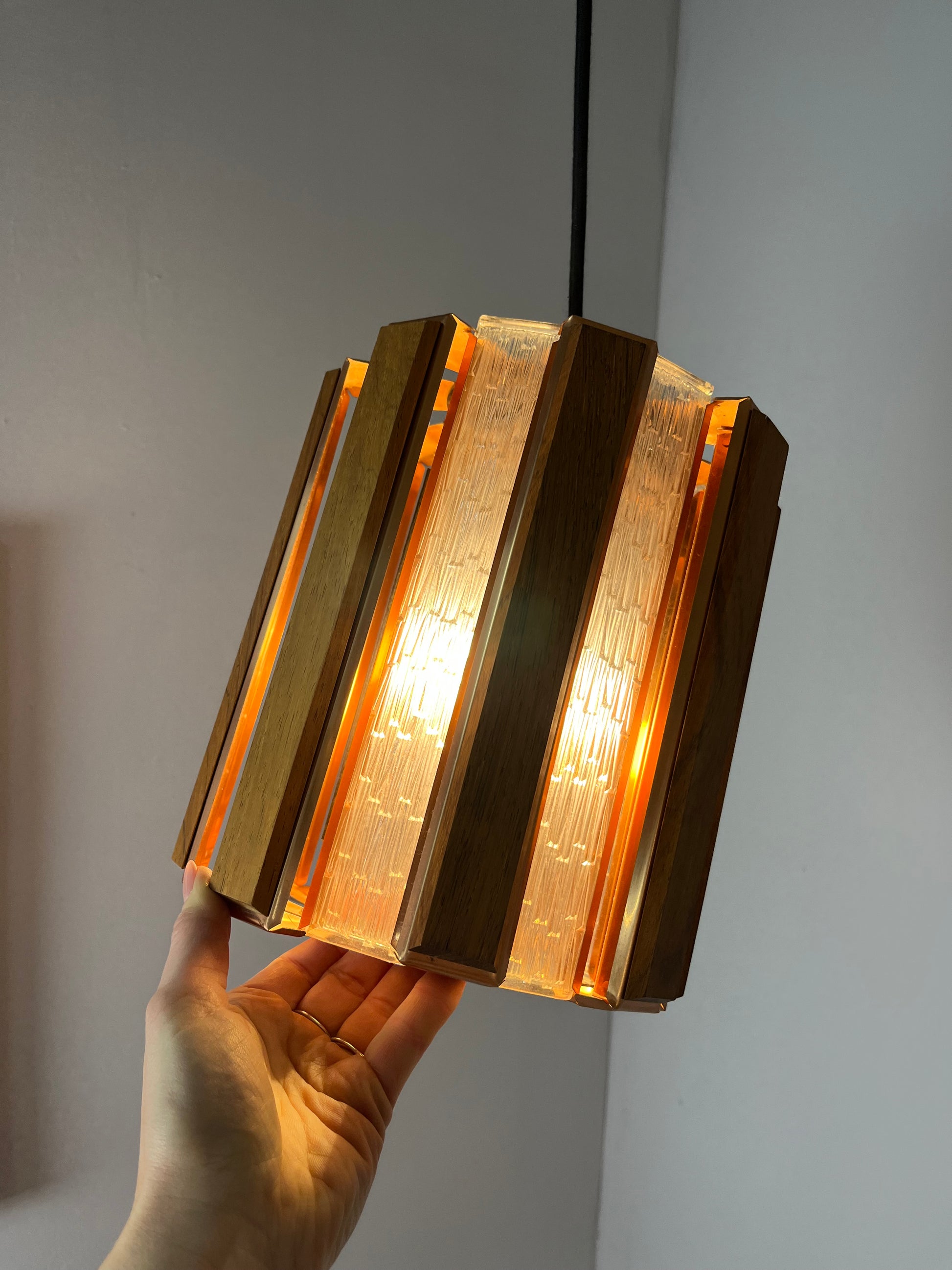 Hängelampe Teak Kupfer von Werner Schou für Coronell Elektro