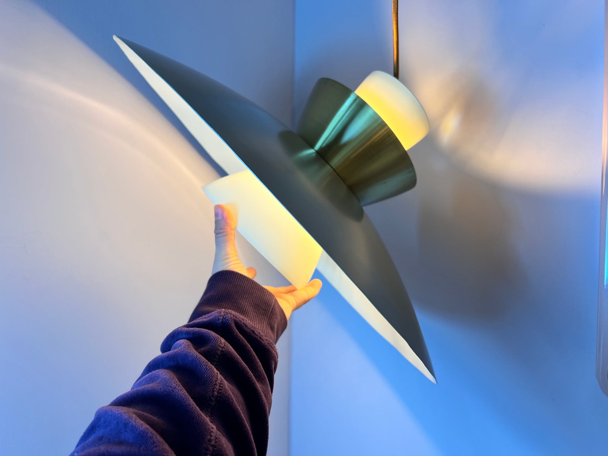 Lamellenlampe creme Messing