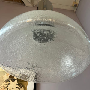 Hängelampe Chrom Eisglas von Herbert Proft für Glashütte Limburg