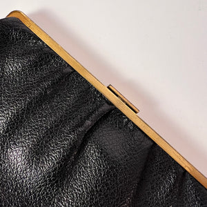 Tasche Echtleder schwarz & Messing KaDeWe 70er
