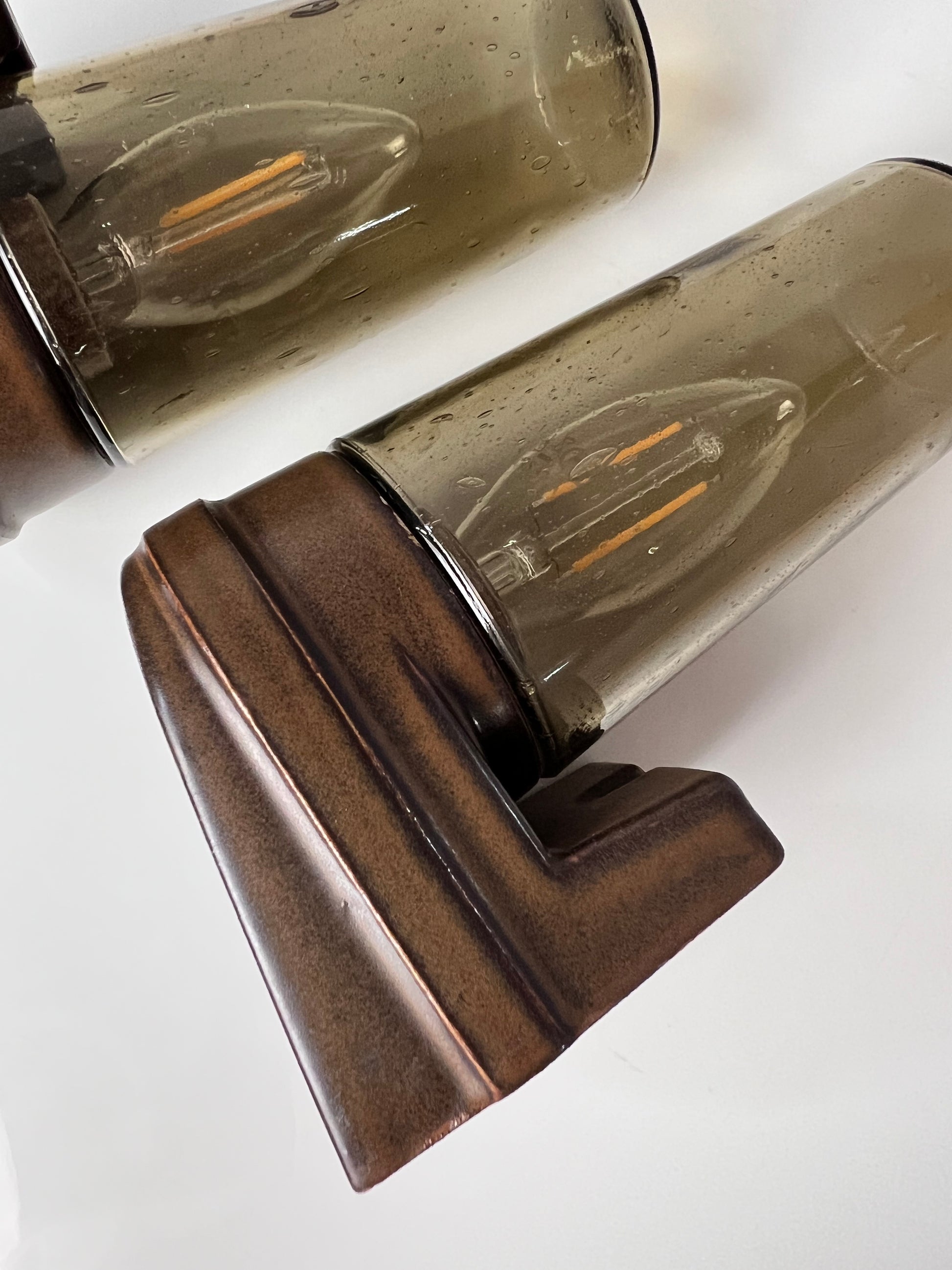 Set: 2x Wandlampe Modell 6080 Rauchglas von Sigvard Bernadotte für Ifö