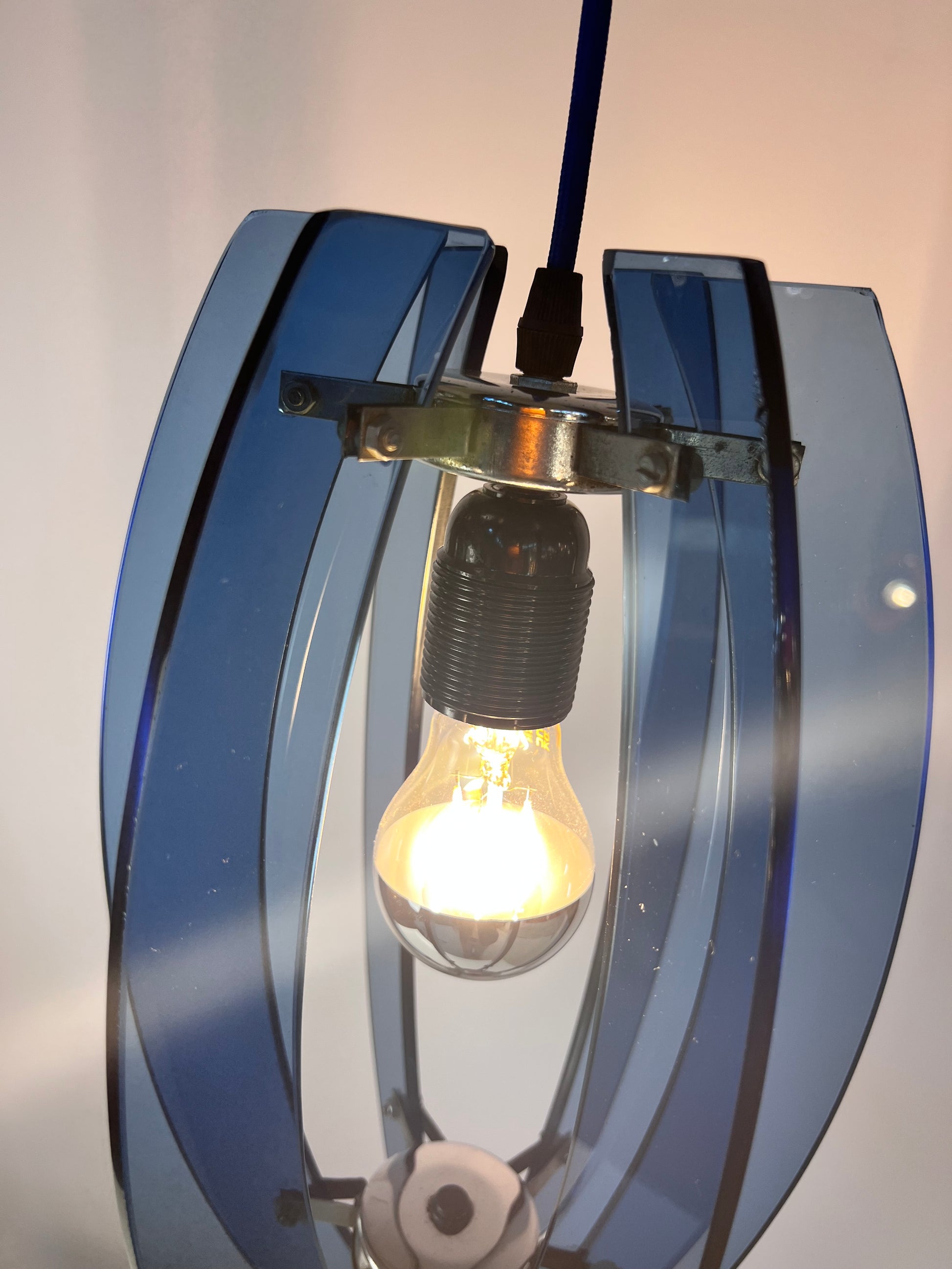 Hängelampe blau Glas von Veca aus Italien