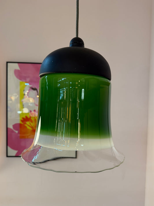 Hängelampe grün weiß Glas von Peill & Putzler