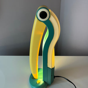 Tischlampe Toucan groß grün gelb von H.T. Huang für Huangslite