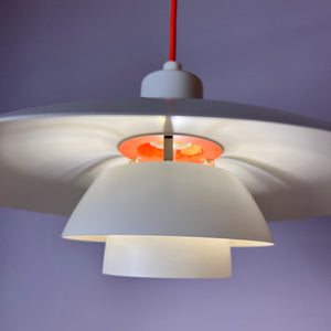 Lamellenlampe PH4 weiß orange von Poul Henningsen für Louis Poulsen