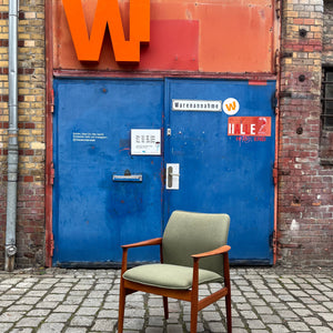 Sessel neu gepolstert grün Teak von Grete Jalk für Glostrup Møbelfabrik