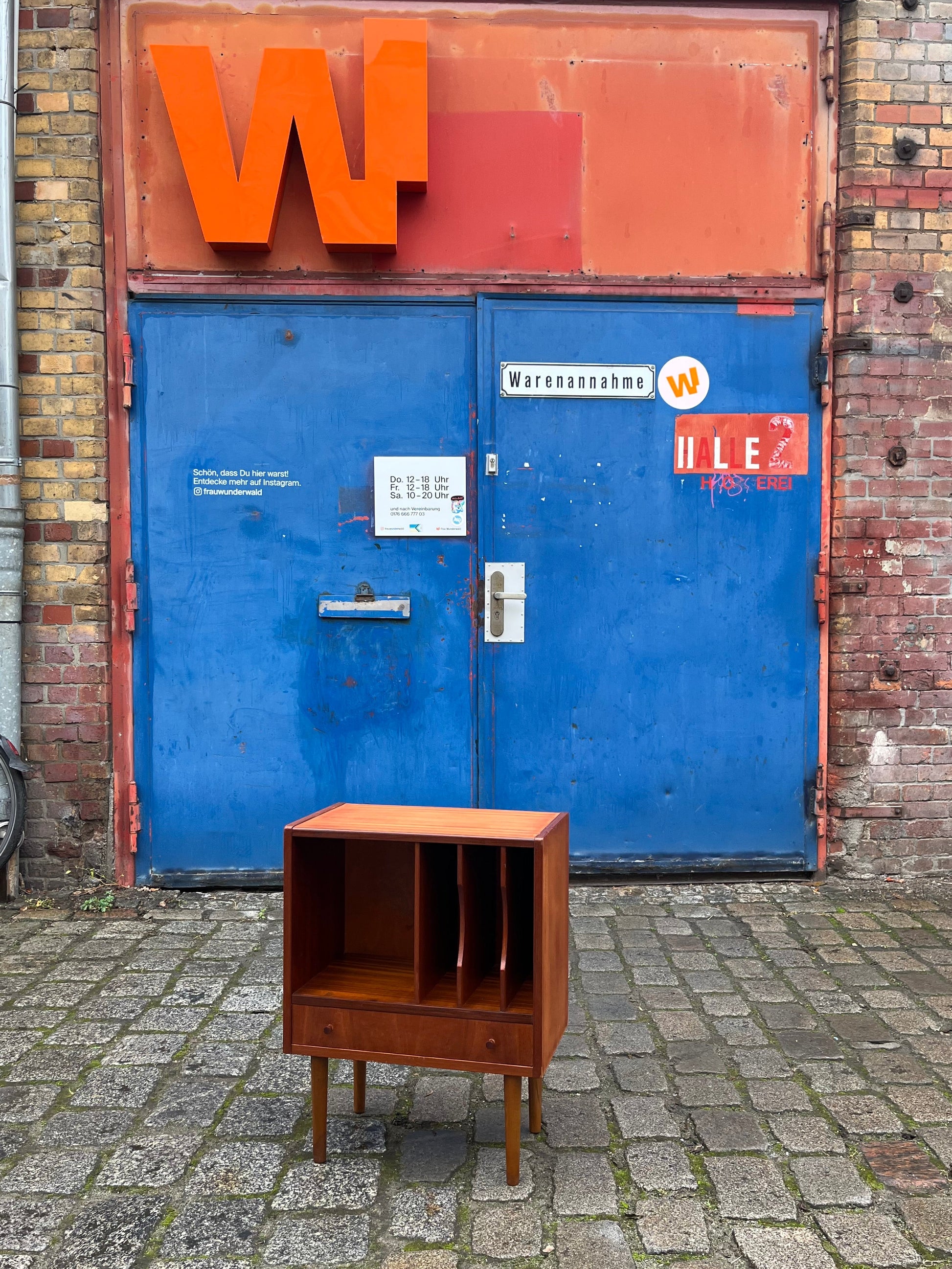 Schalplatten Regal Teak mit Schublade