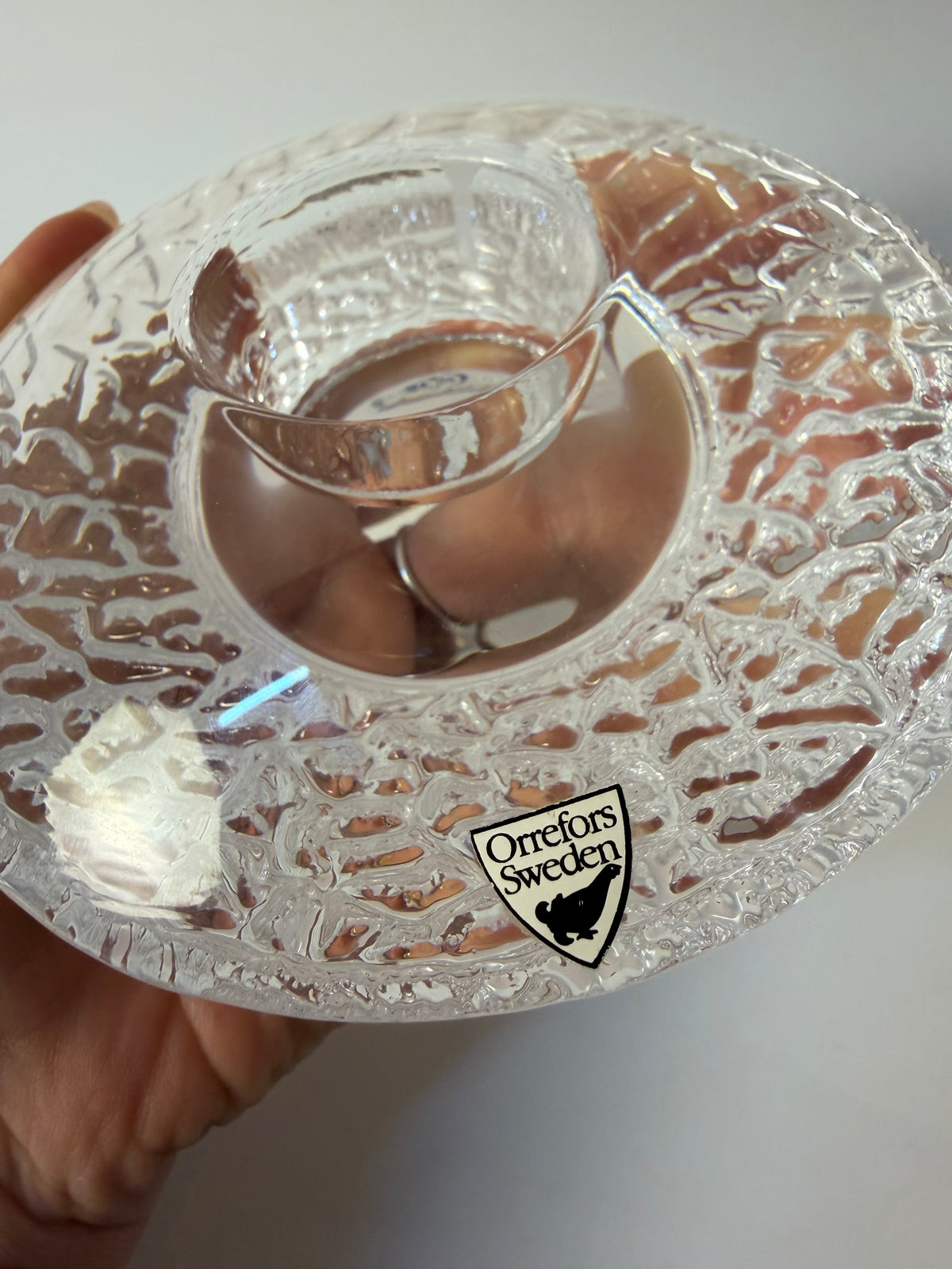 Set: 2x Diskus Kerzenhalter Kristallglas von Lars Hellsten für Orrefors