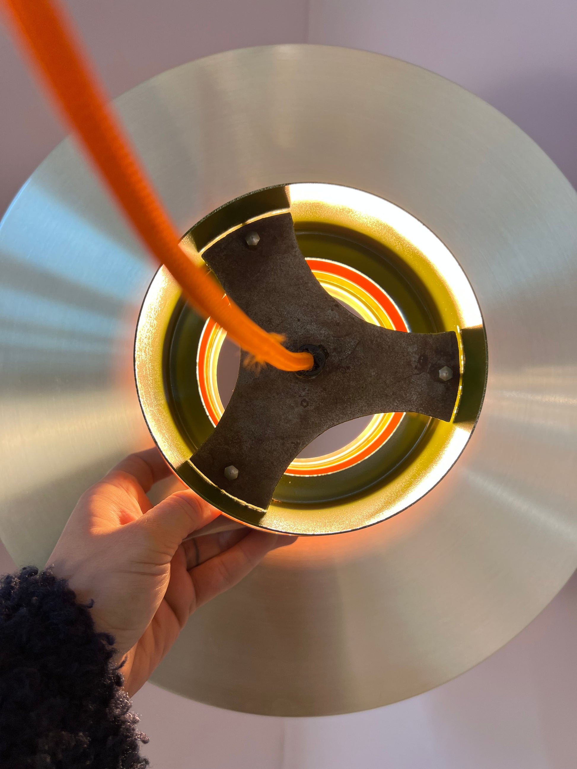 Lamellenlampe Trava grün orange von Carl Thore für Granhaga
