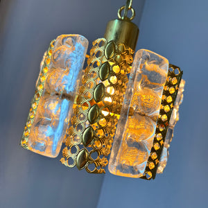 Hängelampe Glas Messing von Carl Fagerlund für Orrefors