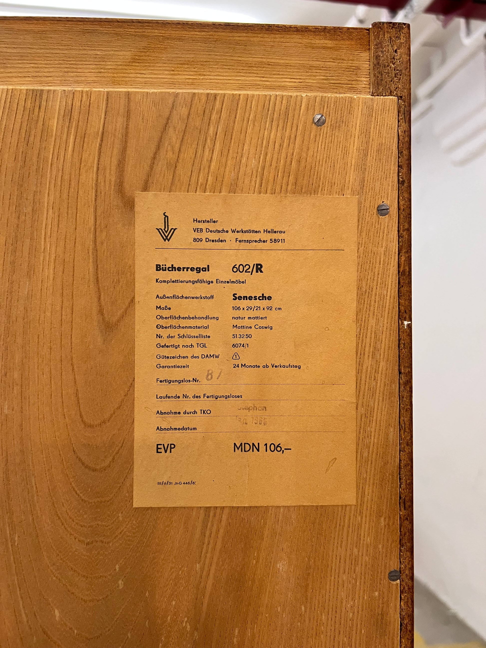 Bücherschrank Typ 602 von Franz Ehrlich für Hellerau