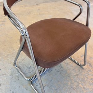 Set: 4x Polsterstuhl Chrom mit braunem Velour
