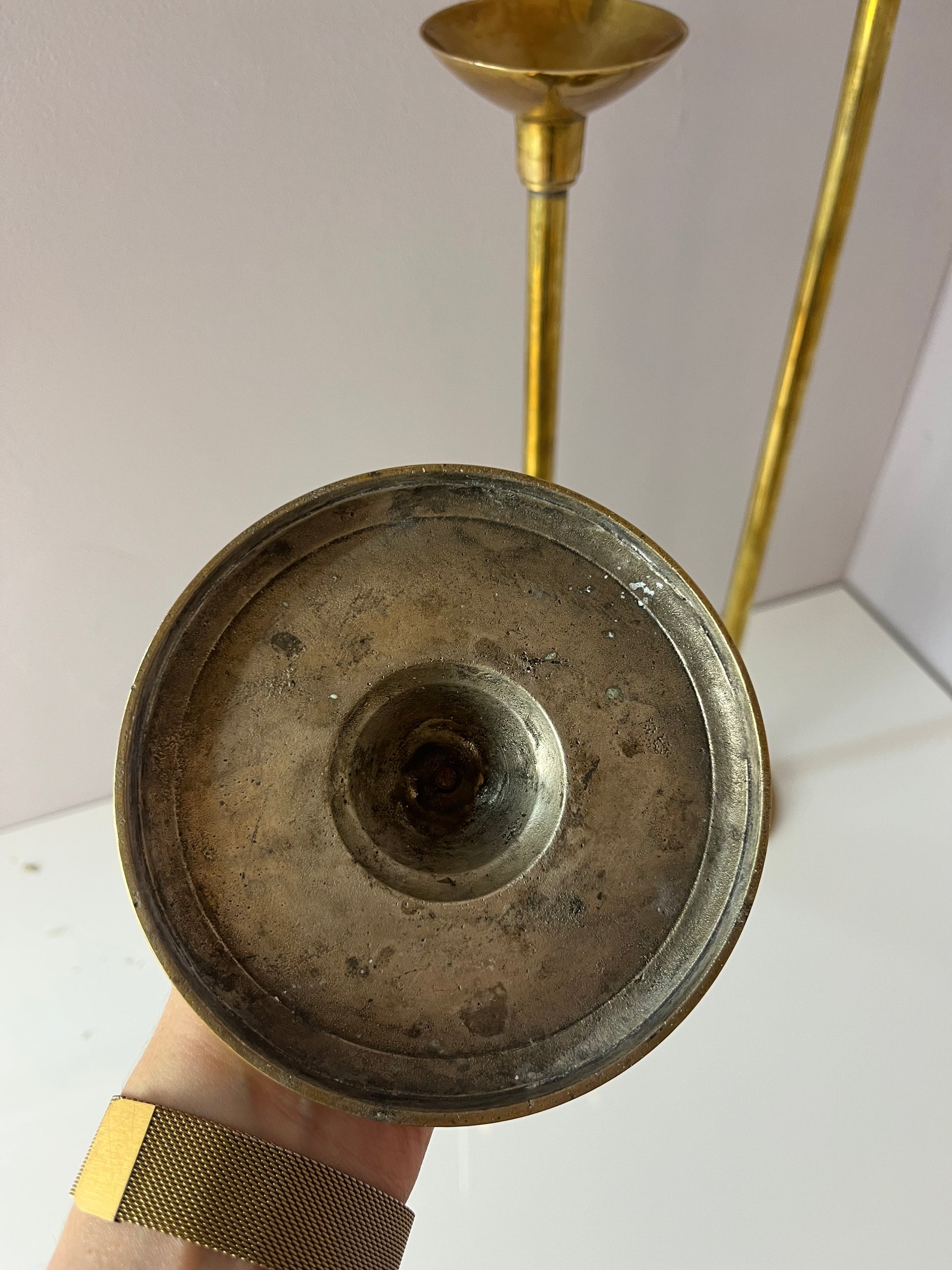 Set: Trio hohe Kerzenständer Messing