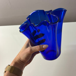 Vase Fazoletto blau Glas