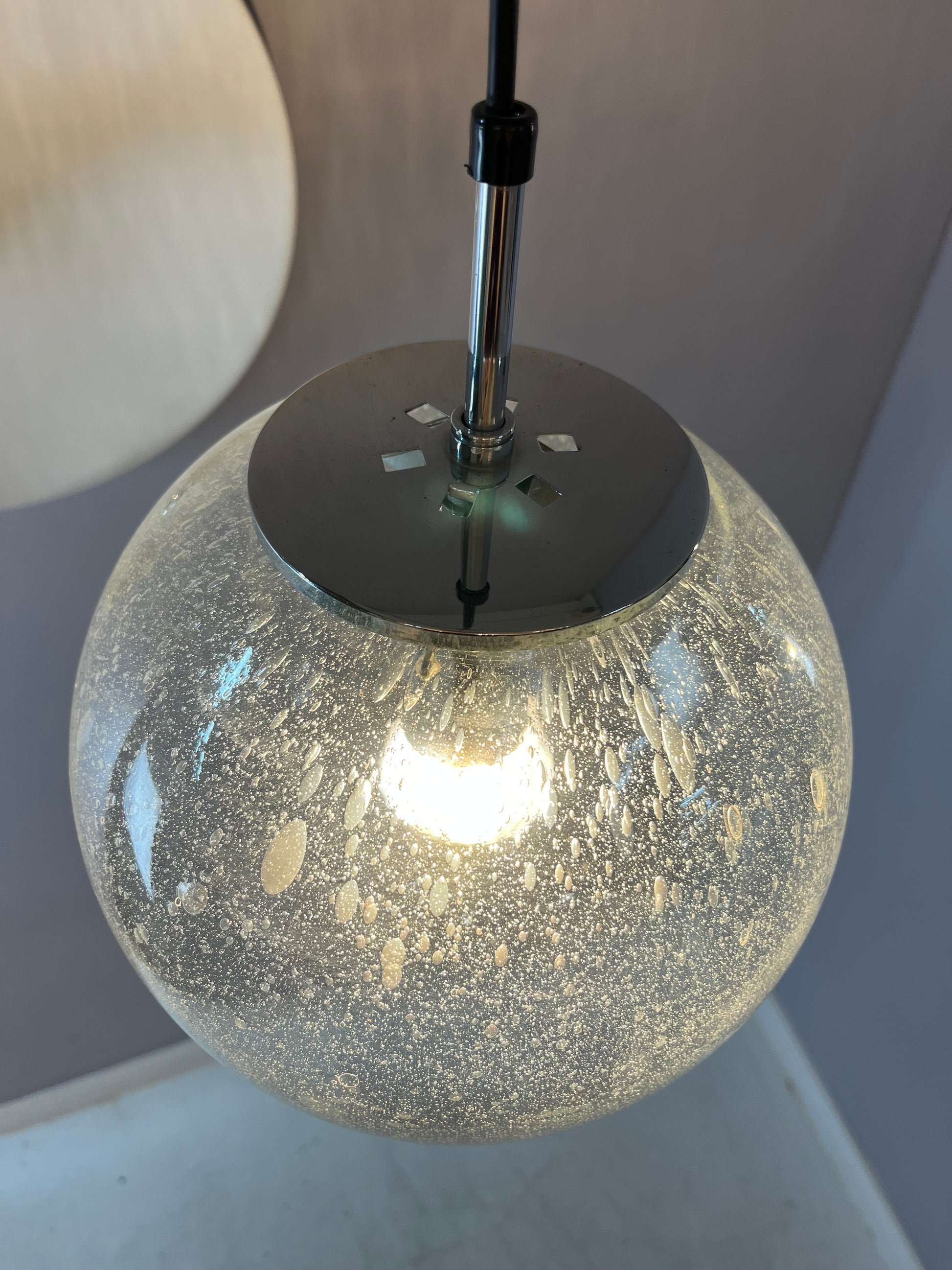 Kugellampe Einschlussglas Chrom von Glashütte Limburg
