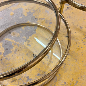 Runder Couchtisch Messing Glas mit drehbaren Tischplatten