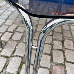 Hexagon Esstisch Rauchglas Chrom