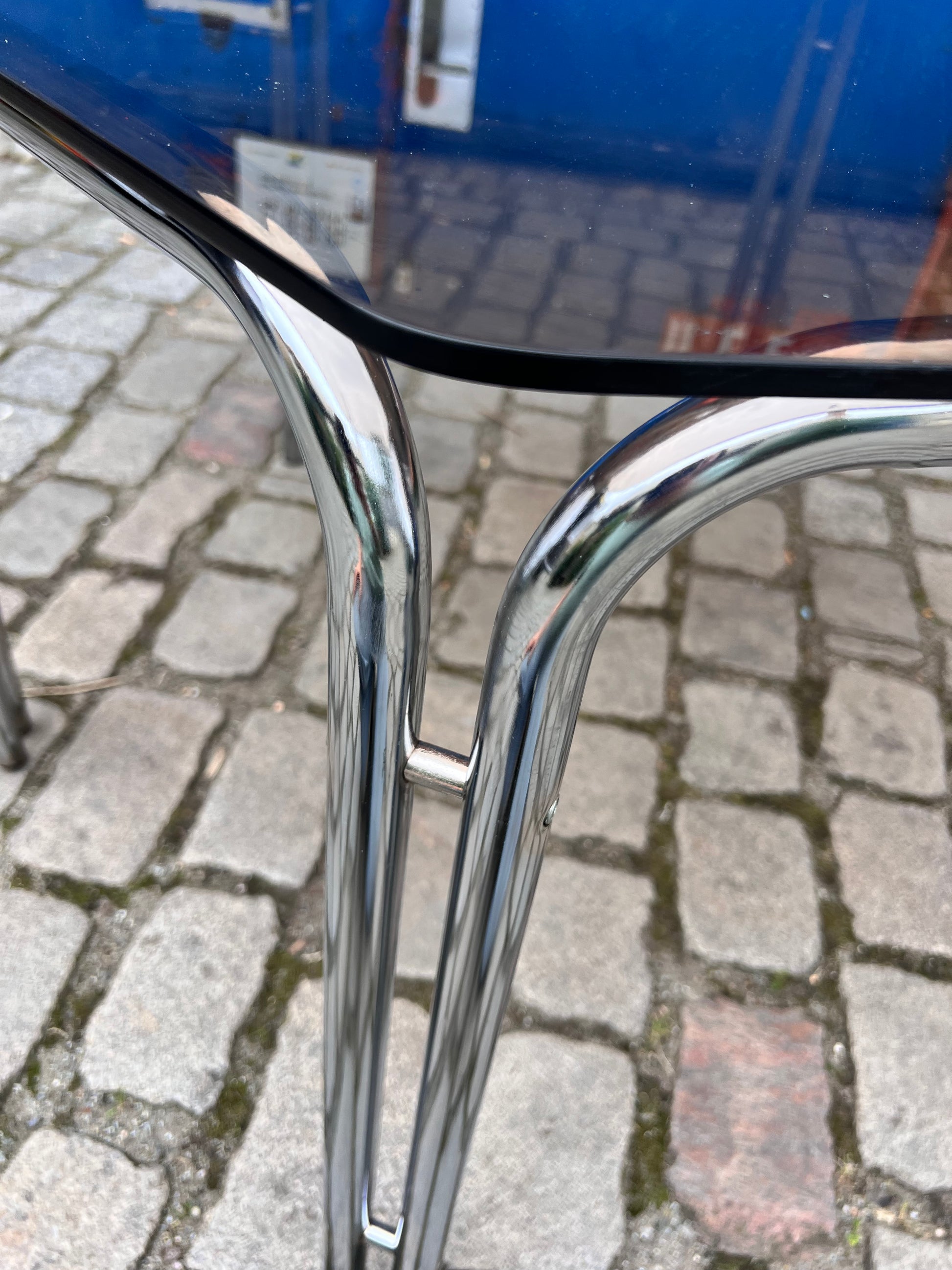 Hexagon Esstisch Rauchglas Chrom