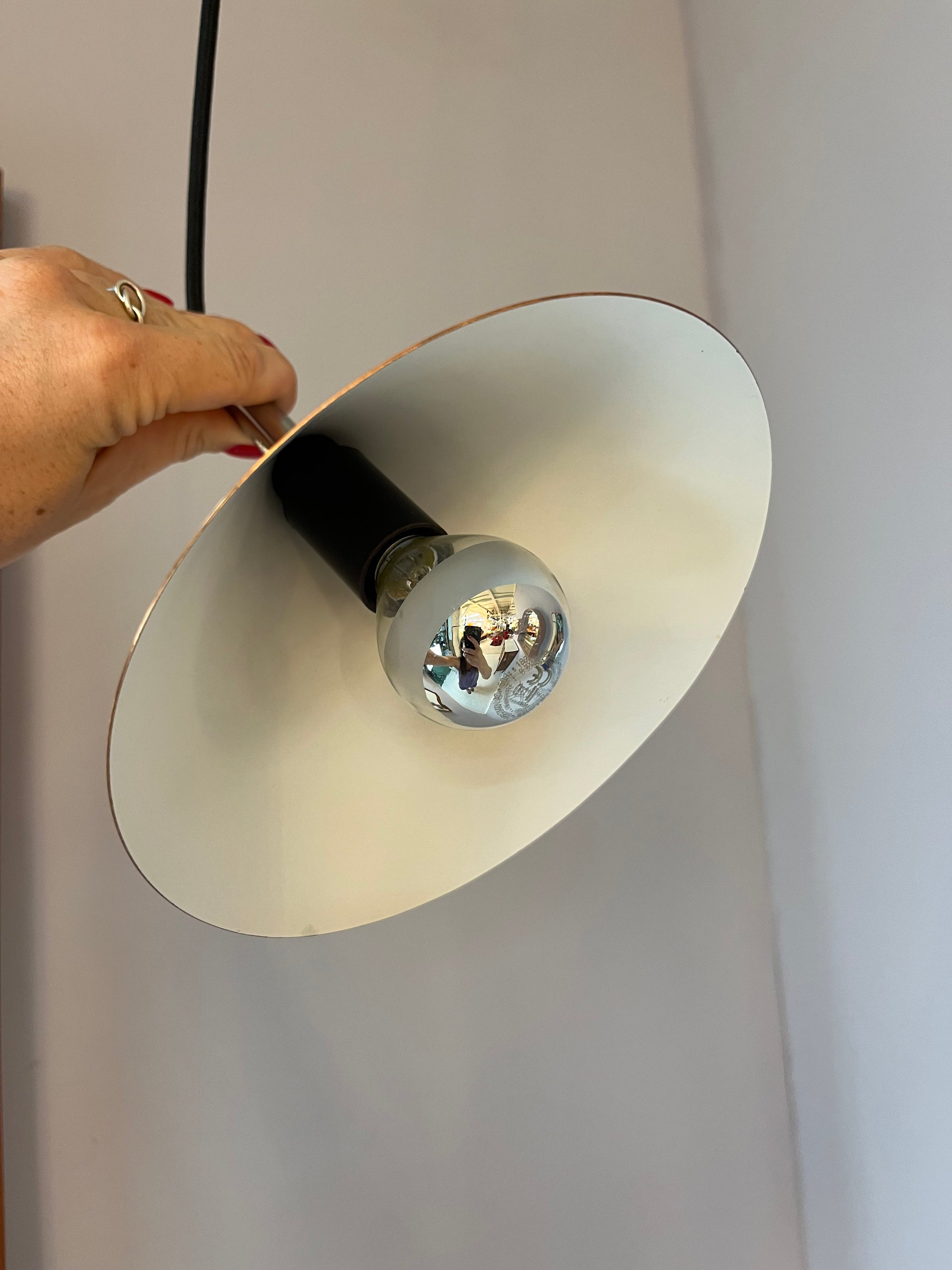 Trichterlampe Kupfer mit silbernen Akzenten