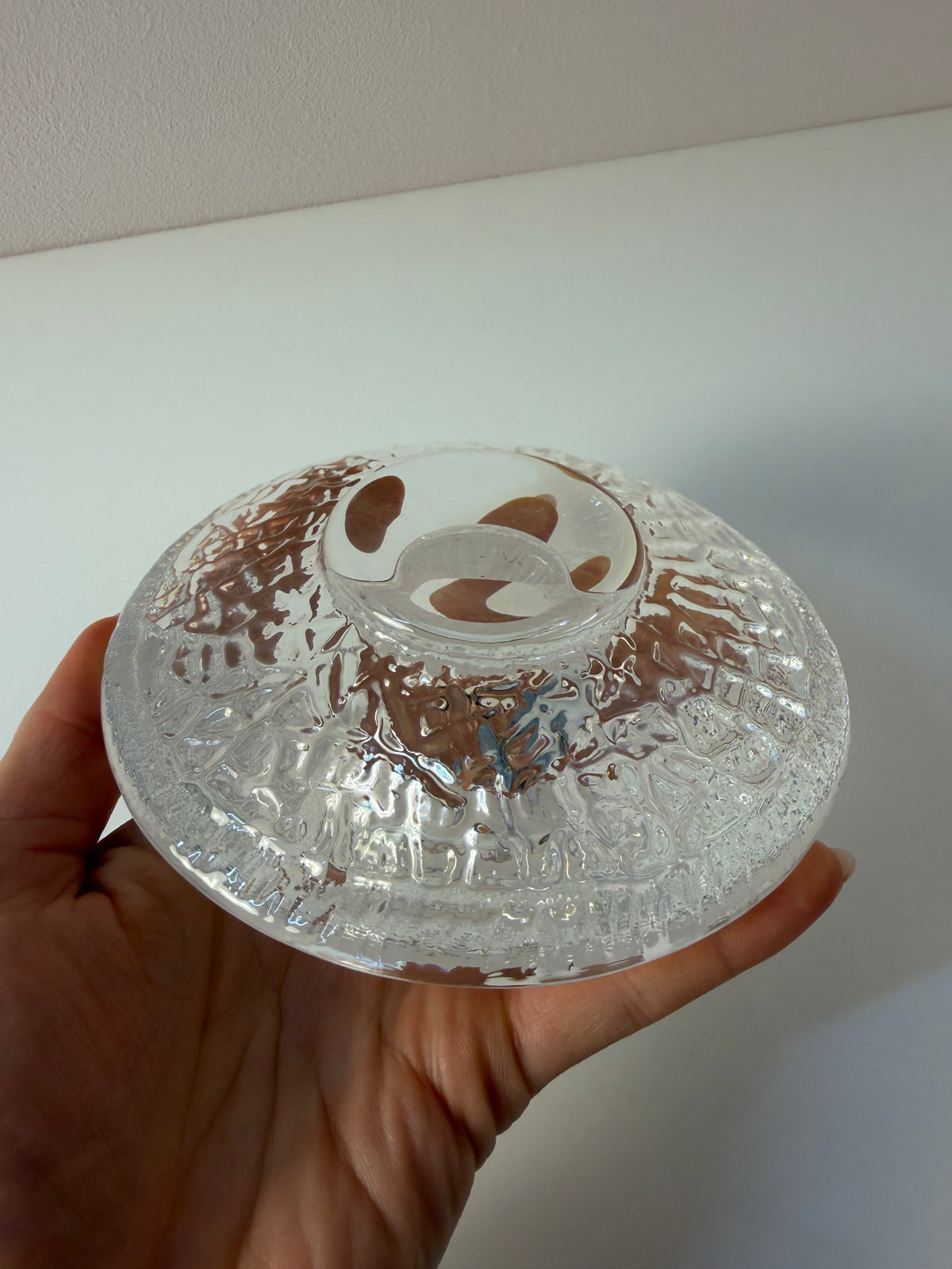Set: 2x Diskus Kerzenhalter Kristallglas von Lars Hellsten für Orrefors