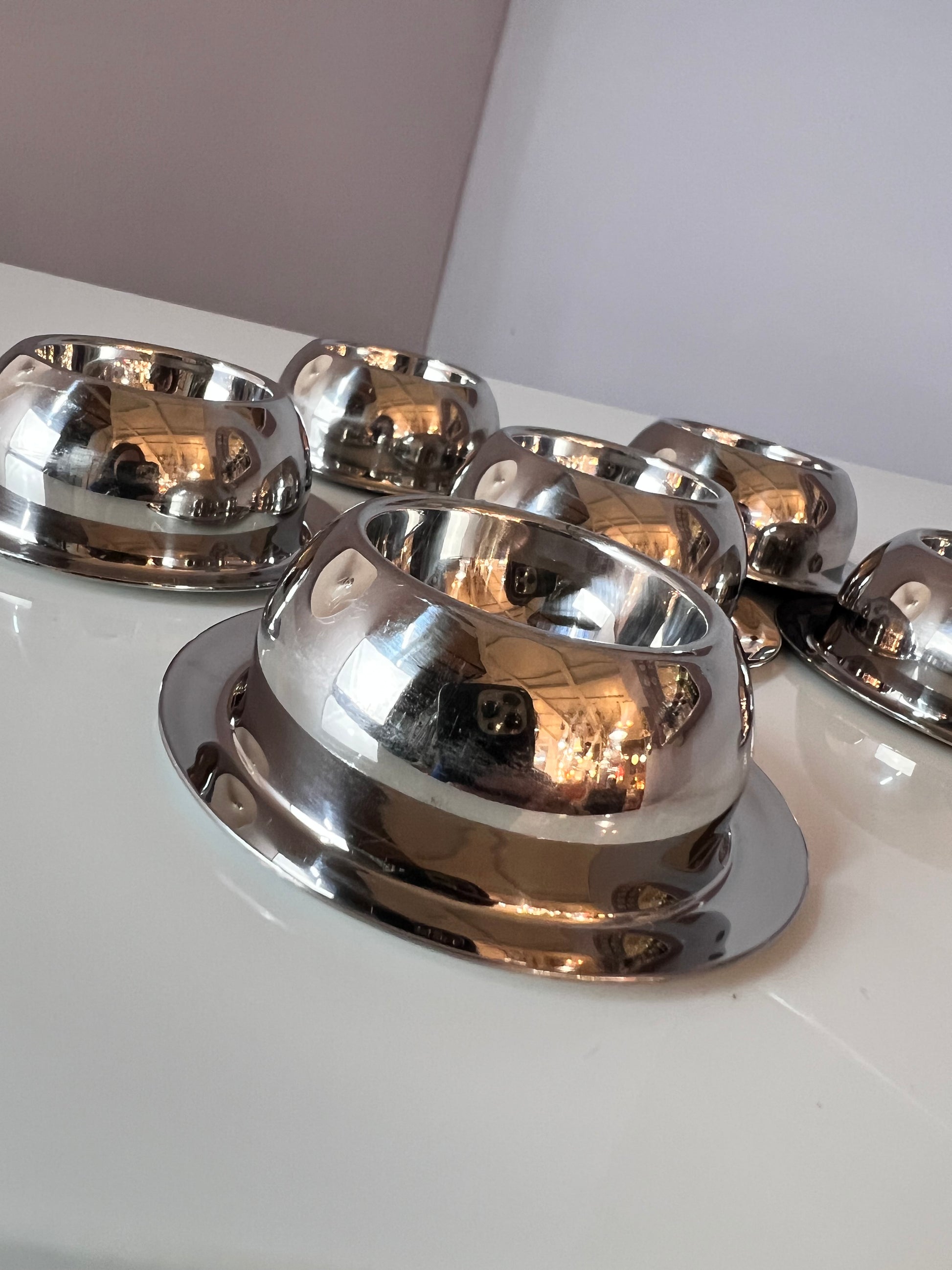 Set: 6x Eierbecher Edelstahl verchromt aus Dänemark