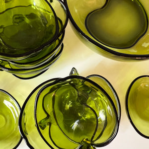 Set: 14x Schalen grüner Apfel Glas
