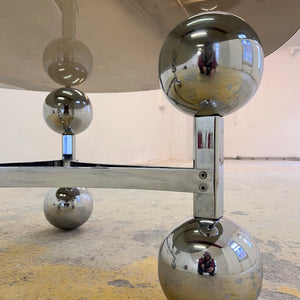 Couchtisch Chrom & Rauchglas 70er Space Age Design