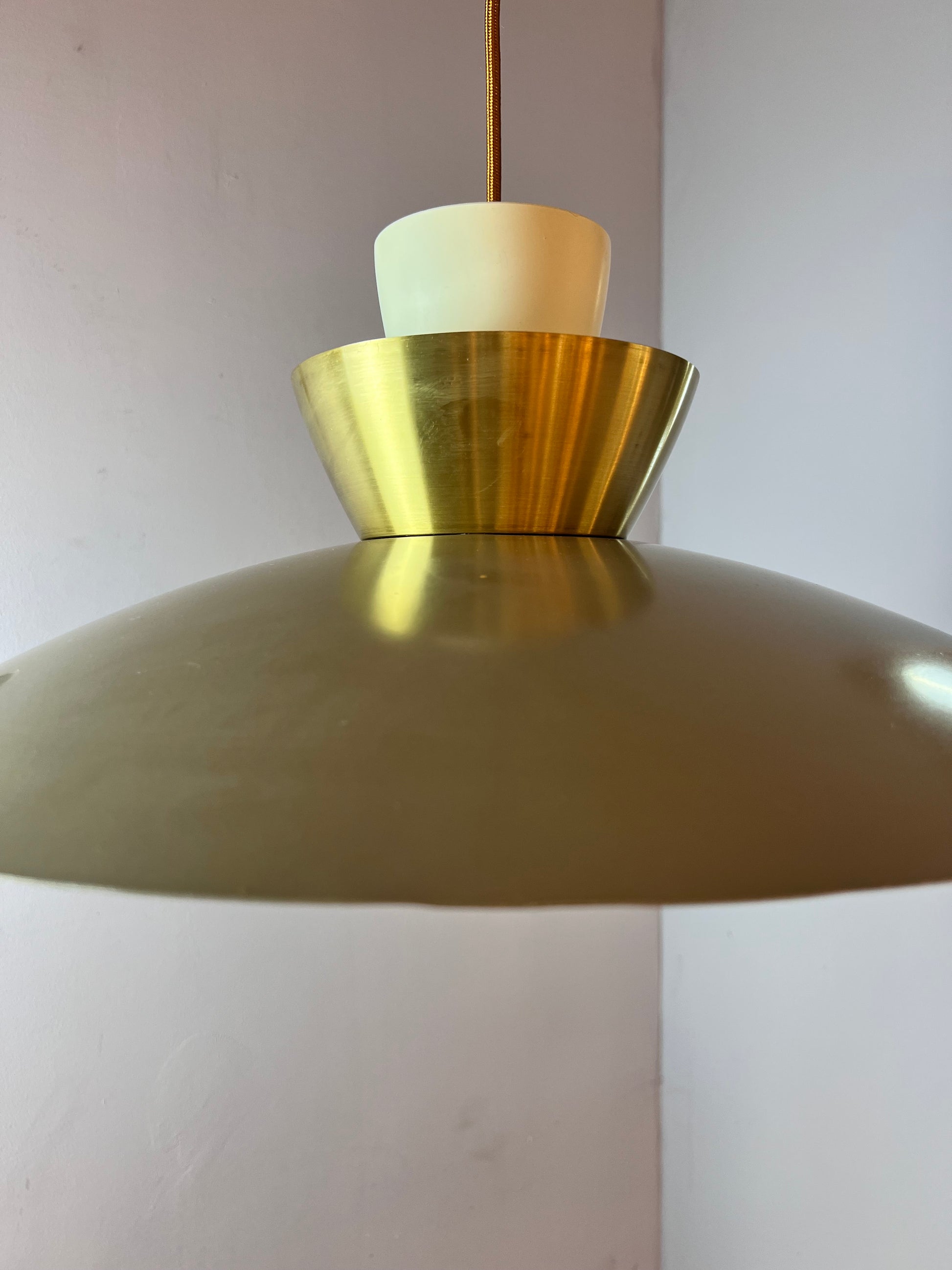 Lamellenlampe creme Messing