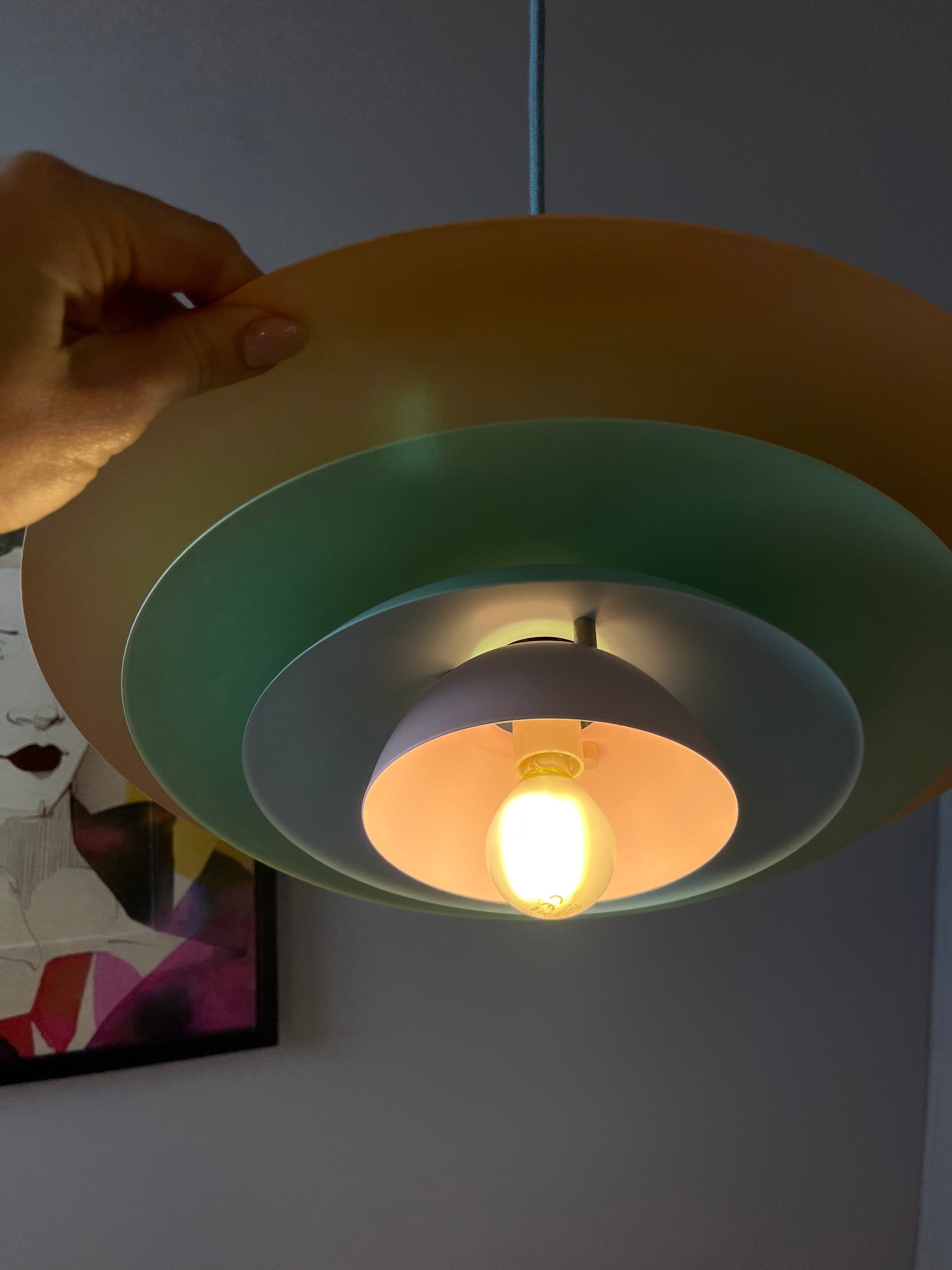Lamellenlampe neu lackiert Peach Pastell