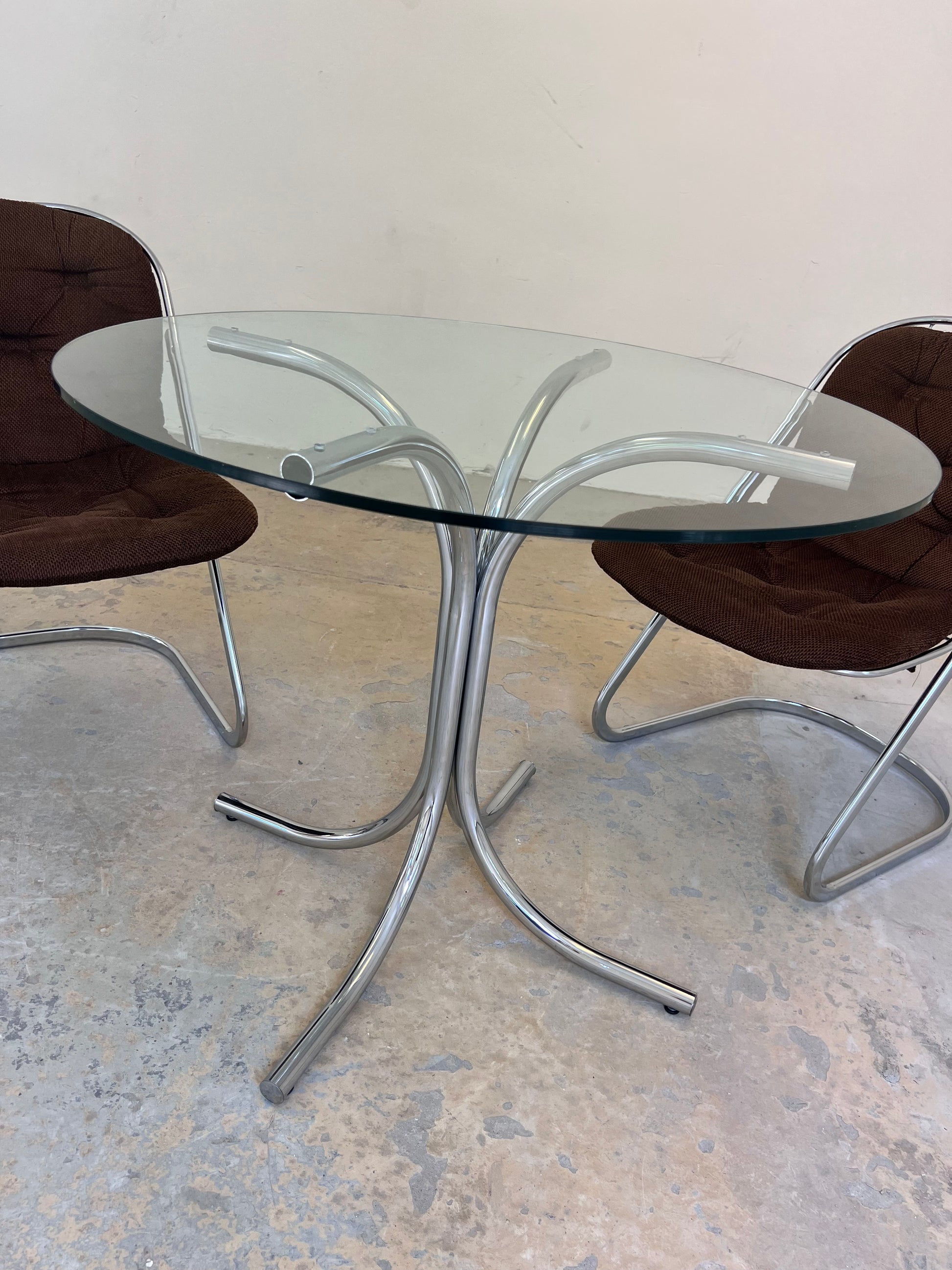 Runder Esstisch Glas & Chrom