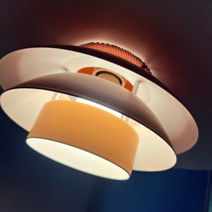 Lamellenlampe neu lackiert orange rot aus Dänemark