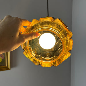 Hängelampe braun Glas Messing von Vitrika
