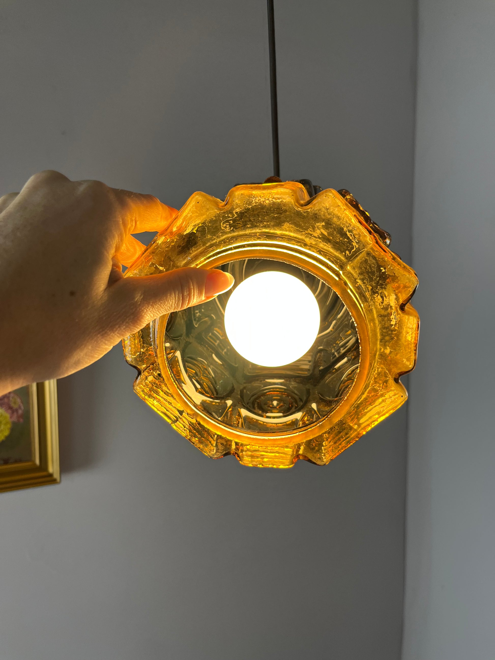 Hängelampe braun Glas Messing von Vitrika