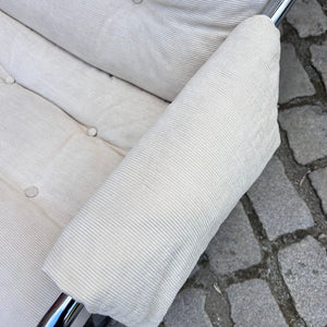 Sessel beige Kord Chromgestell