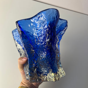 Vase blau Glas von Kai Blomqvist für Riihimaki / Riihimaen Lasi Oy