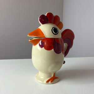 Kanne Hahn orange rot Keramik