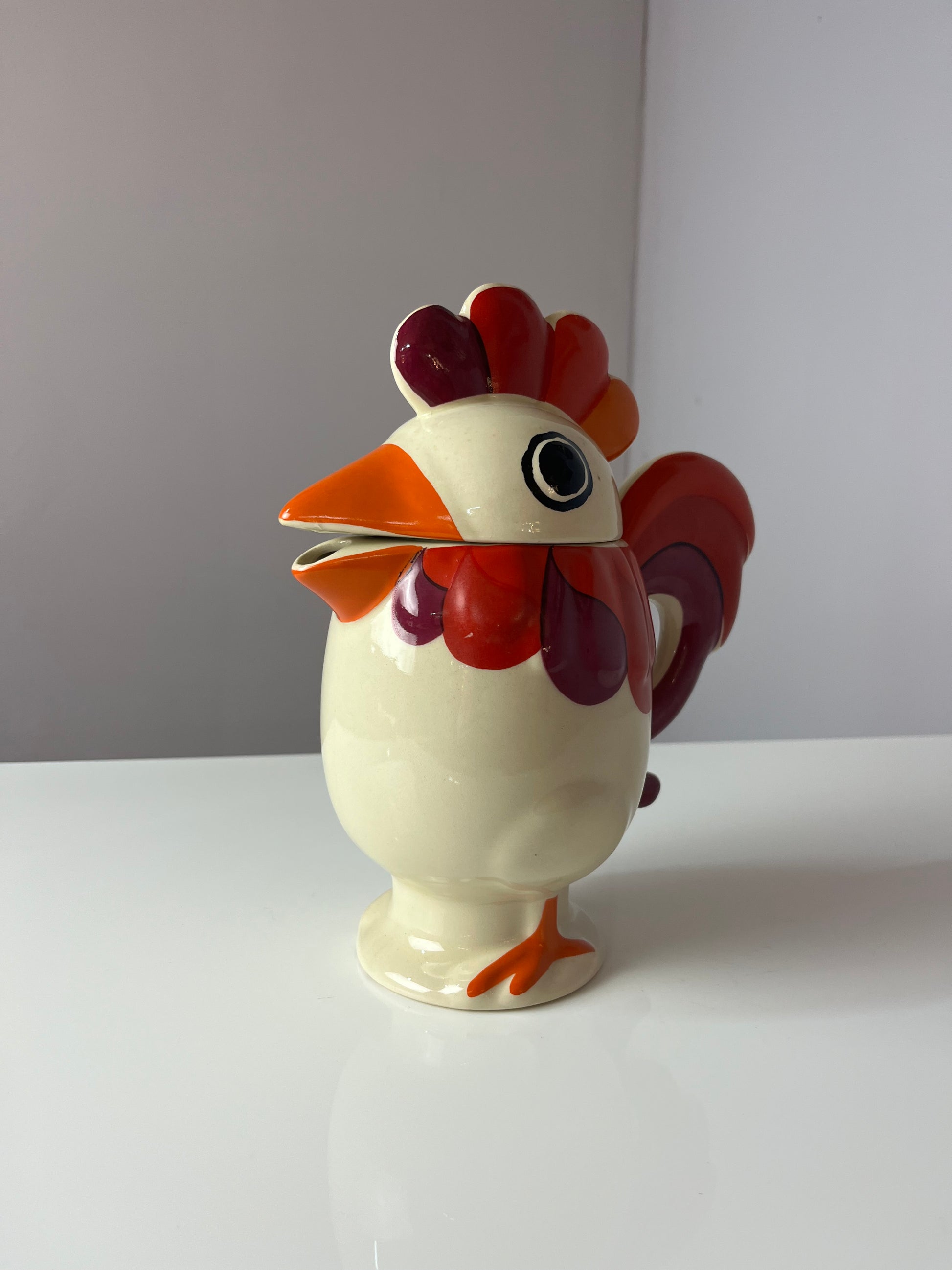 Kanne Hahn orange rot Keramik