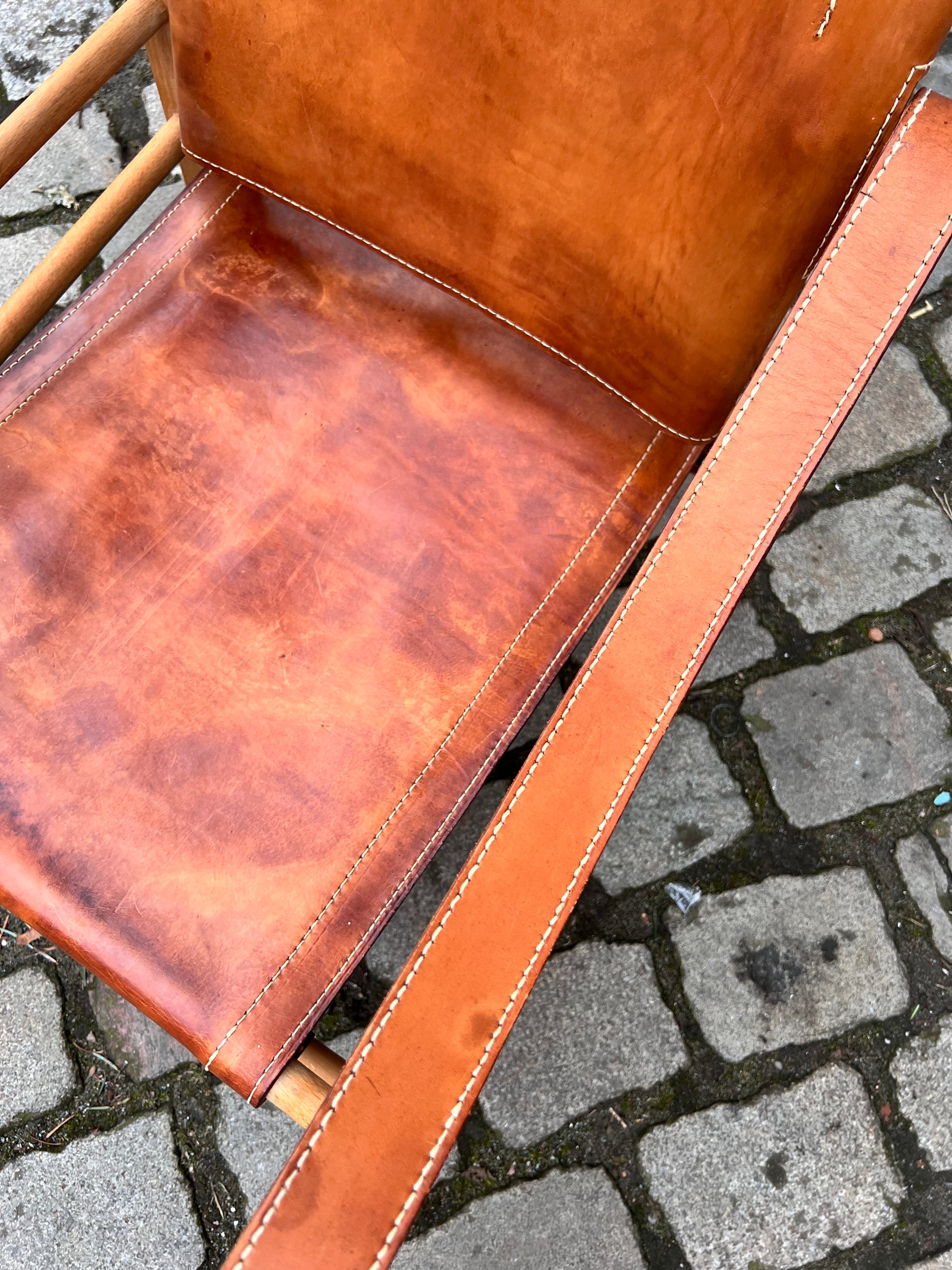 Safari-Sessel mit cognacfarbenem Lederbezug von Aage Bruun & Søn