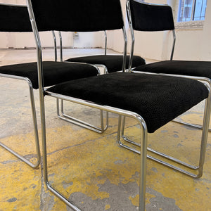 Set: 4x TACKE Polsterstuhl schwarz Chrom