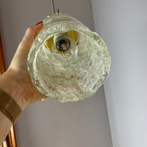 Hängelampe Eisglas Messing von J.T. Kalmar für Kalmar Franken KG