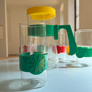Set: Karaffe und 6 Gläser von Schott Jena 70er