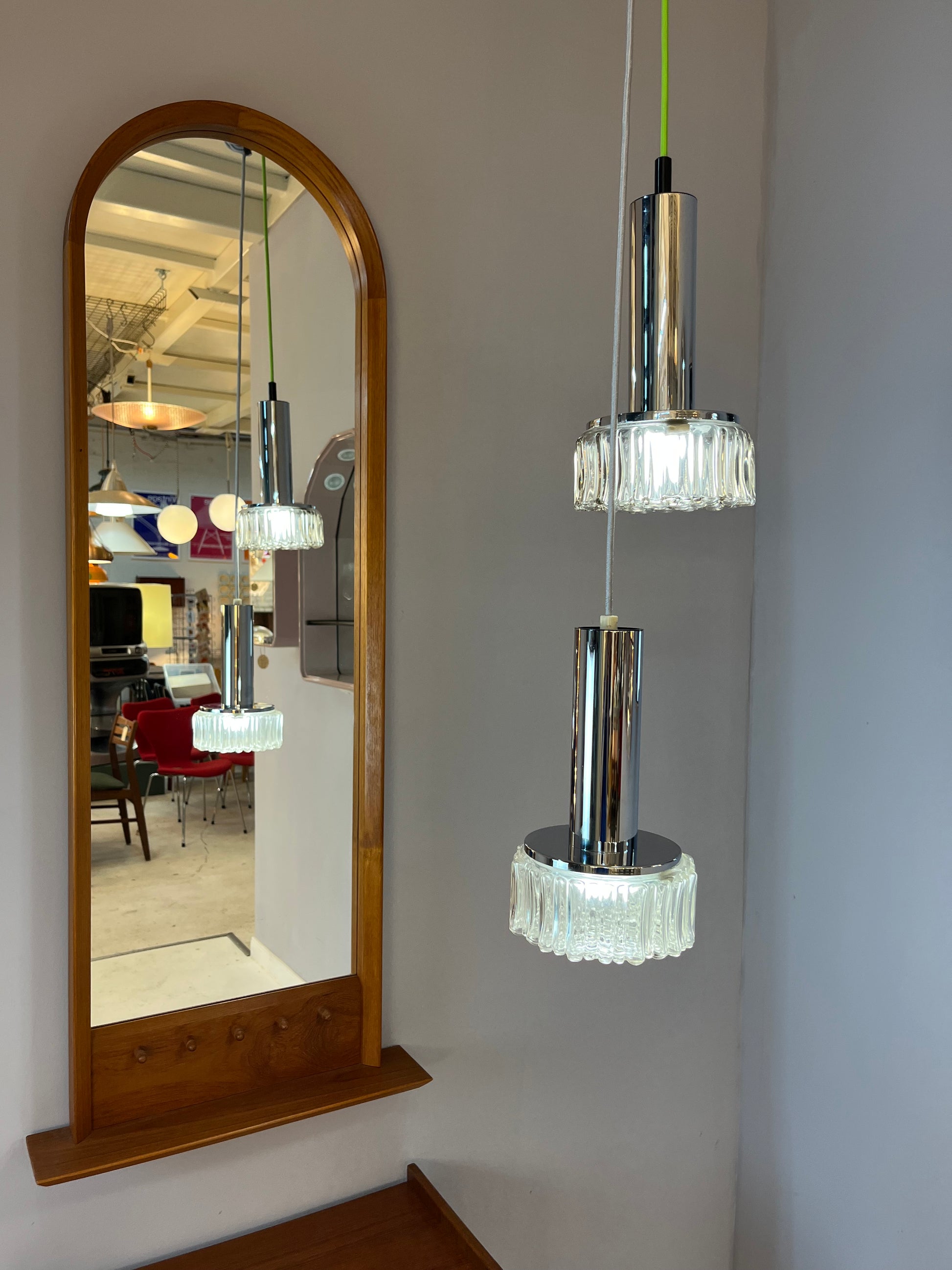 Pendelleuchte Modell P105 Glas Chrom von STAFF